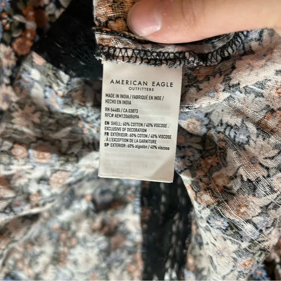 American Eagle Floral Lace Ruffle Babydoll Peasant Long Sleeve Top Size XL NWT - Picture 3 of 7
